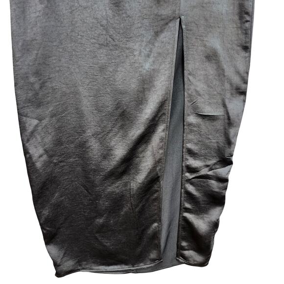 NWT Wild Fable Slip Dress XS Long Black Shiny Satin Sleeveless Sexy Form Fitting - Picture 5 of 10